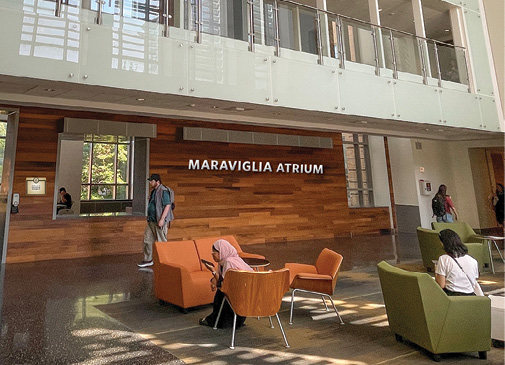 A comprehensive photo depicting the Maraviglia Atrium in Park and Wilber halls