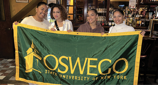 Graduates Of the Last Decade (GOLD) gathered March 1, 2023, at McGee’s Pub in New York City to network, socialize and kick off the month-long Make Your Mark GOLD Giving Challenge. Pictured above from left are GOLD alumnae: Stephanie Gregorio ’20, Aeris Russi ’19, Dawary Ortega ’20 and Amber Johnson ’20. 