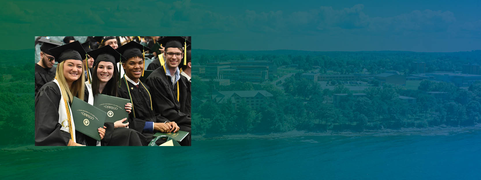 SUNY Oswego graduates with Lake Ontario background