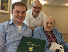Pictured: Jonah A. Kieffer ’19 at his graduation celebration with Gary and John