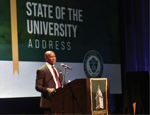 President Nwosu giving the State of the University address